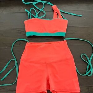 Coral and Teal Women's Two-Piece Set
